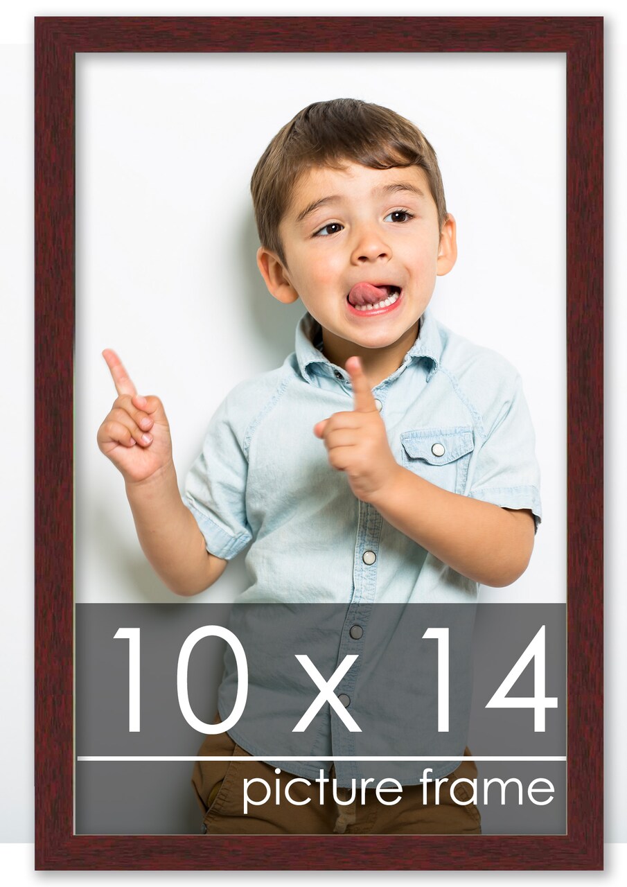 10x14 Solid Wood Picture Frame with UV-Resistant Acrylic & Acid-Free Backing, Available in 6 Finishes: Matte Black, Matte White, Metallic Bronze, Silver, Natural Wood Grain & Mahogany